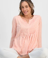 Style & Co Petite Pintuck Long-Sleeve Top, Macy's Exclusive