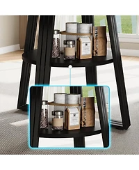 gaomon Round Dining Table for 4-6, 47.2 in Farmhouse Kitchen Table with Storage, Circle Dinner Tables