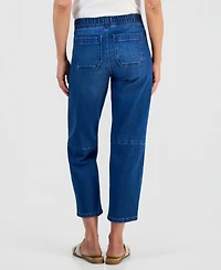 Style & Co Petite High-Rise Pull-On Barrel-Leg Jeans, Macy's Exclusive