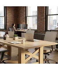 gaomon Wood Farmhouse Dining Table for 6-8, Heavy Duty Large Kitchen Table