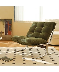 Rainsken Modern Accent Chair, Upholstered Reading Chair with Metal Chrome Frame, Comfy Living Room Chair for Home Office and Bedroom