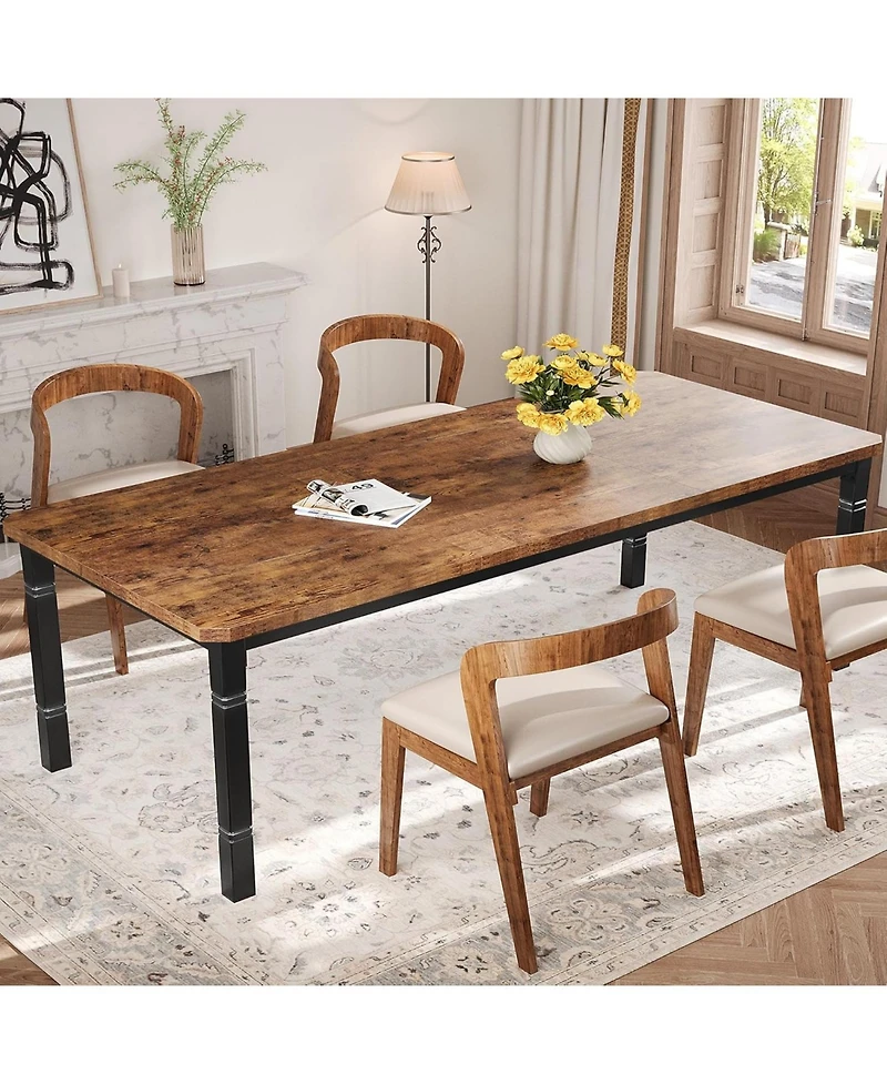 gaomon 71" Industrial Dining Table, Long Kitchen Table with Chamfer Corner and Heavy Duty Metal Legs, Easy Assembly