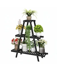 Yigii 3 Tier Plant Stand Indoor Outdoor 8 Potted Flower Holder Ladder Rack Sturdy Modern Country Design