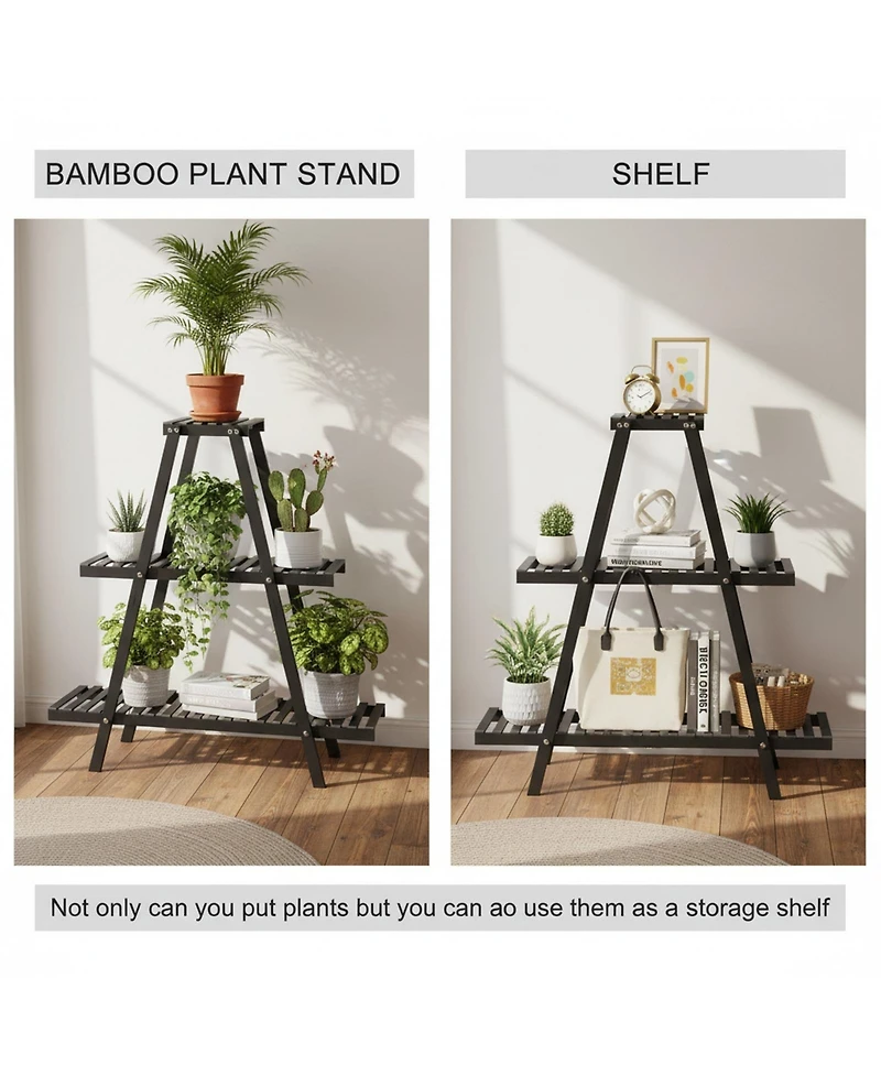 Yigii 3 Tier Plant Stand Indoor Outdoor 8 Potted Flower Holder Ladder Rack Sturdy Modern Country Design