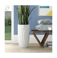 LuxenHome MgO Geometric Pattern Round 22" Tall Planter