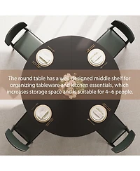 gaomon Round Dining Table for 4-6, 47.2 in Farmhouse Kitchen Table with Storage, Circle Dinner Tables for Kitchen, Dining Room