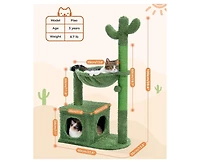 Aostirmotor Cactus Cat Tree with Large Condo Sisal Rope, Indoor Cat Tower with Scratching Posts