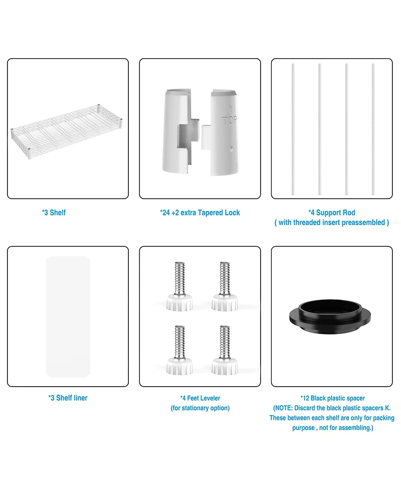 Rainsken 3 Tier Wire Shelving Unit, Heavy Duty Metal Rack, Adjustable Shelves Organizer Rack with Shelf Liners, 1050 Lbs Capacity for Garage