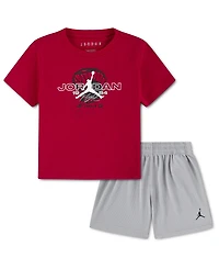 Jordan Boys' Toddler 2T-4T Flight Team Short-Sleeve T-Shirt and Shorts, 2-Piece Set