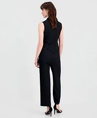 Anne Klein Sleeveless Wrap Top Pull On Pants