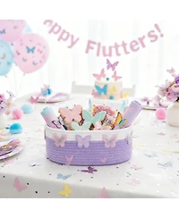 Yigii 3 Purple Butterfly Woven Cotton Baskets for Home Storage