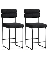 Gymax Set of Counter Height Bar Stools 26'' w/ Metal Frame and Footrest