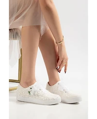 Forever & Always Shoes Women's Rosalie Flower Bridal Sneaker