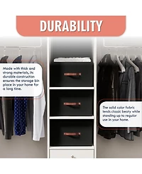 Ornavo Home Pack Foldable Linen Storage Bin with Faux Leather Handles and Lid