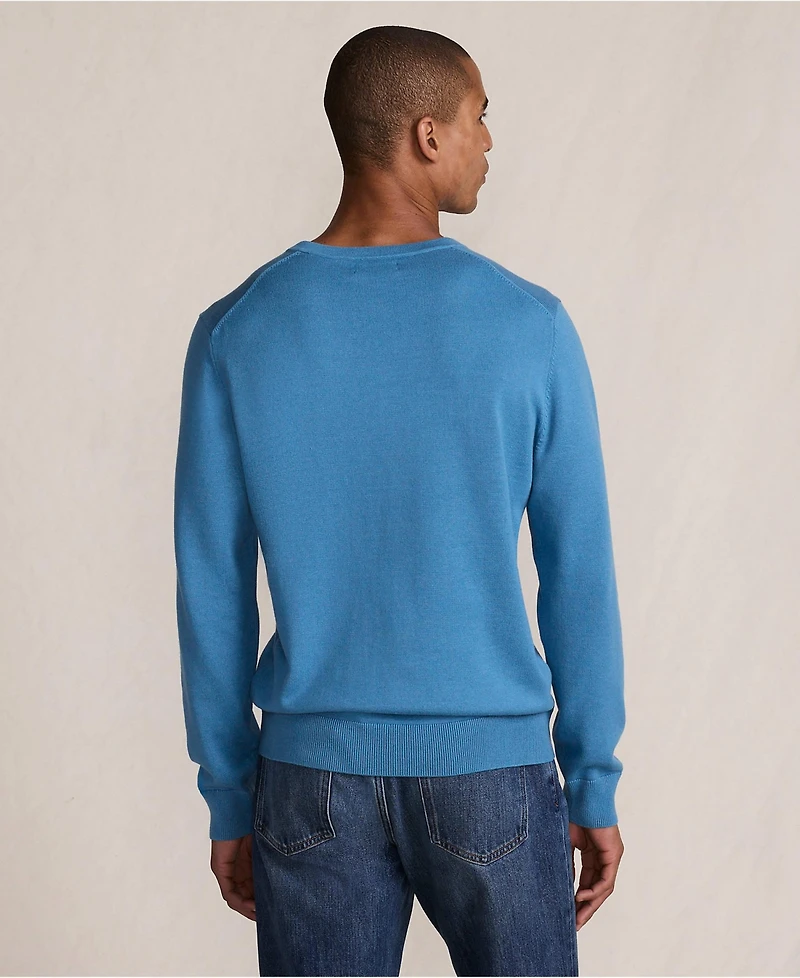 Lands' End Men's Fine Gauge Cotton V Neck Sweater