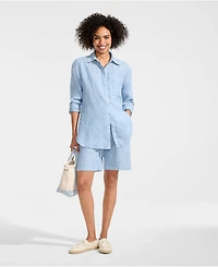Lands' End Women's Linen Oversized Button Front Shirt