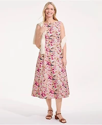 Lands' End Women's Poplin Boatneck Midi Dress