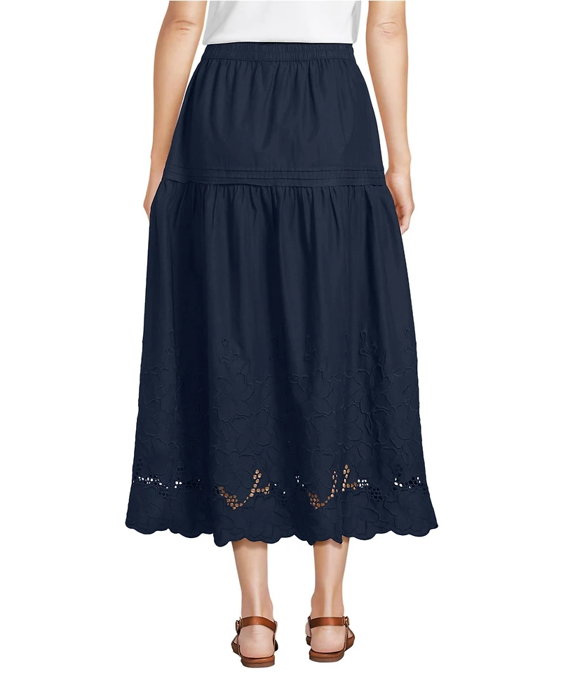 Lands' End Women's Voile Eyelet Maxi Skirt
