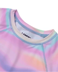 Lands' End Girls Slim Short Sleeve Crew Neck Swim Rash Guard