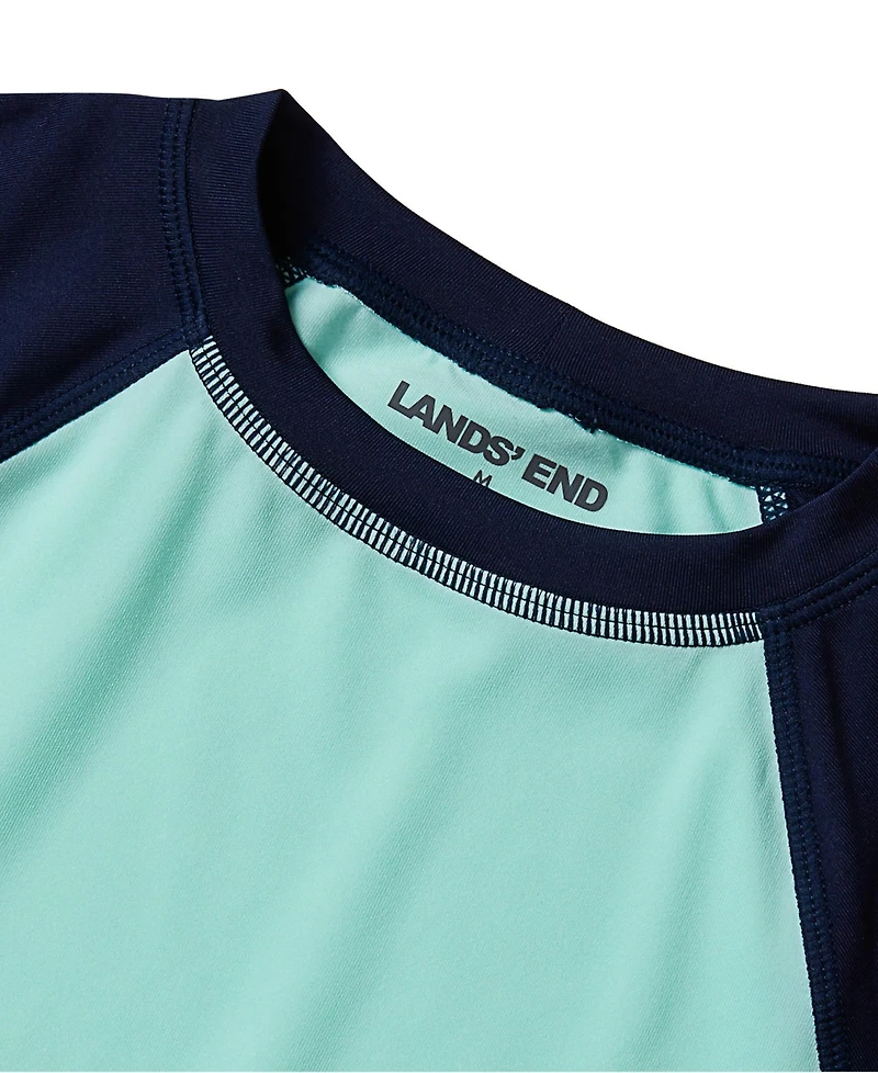 Lands' End Big Boys Husky Chlorine Resistant Short Sleeve Crew Neck Upf 50 Rash Guard