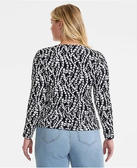 Lands' End Plus Long Sleeve Crewneck Garden Tee - Sunshade Upf 50 Quick Dry