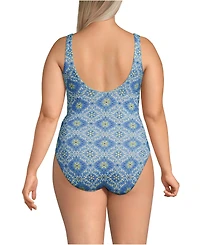 Lands' End Plus Size Side Tie Wrap One Piece Swimsuit