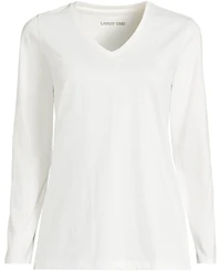 Lands' End Plus Relaxed Supima Cotton Long Sleeve V-Neck T-Shirt