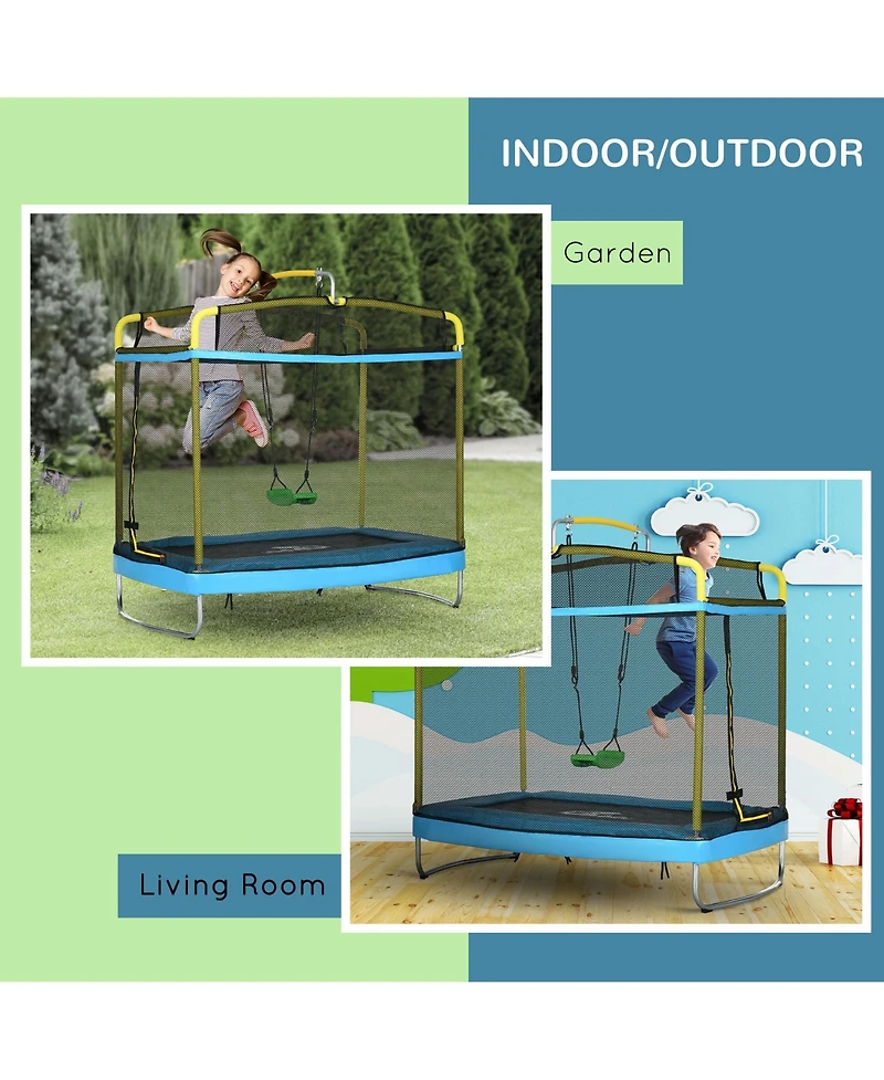 Qaba 3-In-1 Trampoline for Kids, 6.9' Kids Trampoline with Net, Light