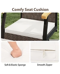 Gymax Outdoor Rattan 360 degree Swivel Bar Stool w/ Removable Cushion Footrests