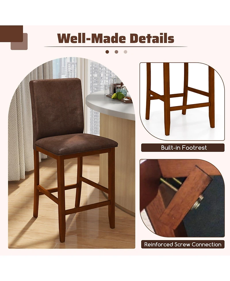Gymax 26 Inch Counter Barstools Set of 2 w/Upholstered Seat and Backrest for Dining Room
