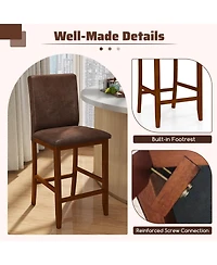 Gymax 26 Inch Counter Barstools Set of 2 w/Upholstered Seat and Backrest for Dining Room