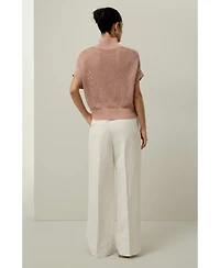 Lilysilk Women's Toscana Pointelle Knit Half-Zip Sweater
