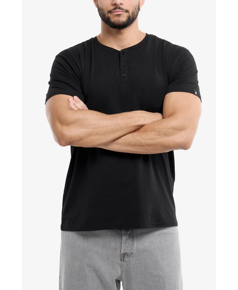 X-Ray Men's Basic Henley Neck Short Sleeve T-Shirt