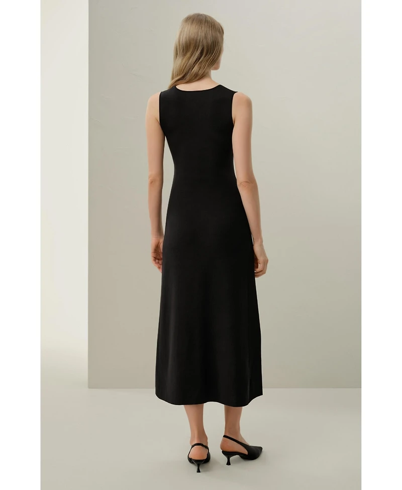 Lilysilk Women's Soleil Silk-Viscose Knit V-Neck Dress