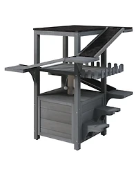 Zeus and Ruta 4 Tiers Outdoor Cat House Weatherproof Tree Tower With Waterproof Roof 2 Doors Multi Level Play