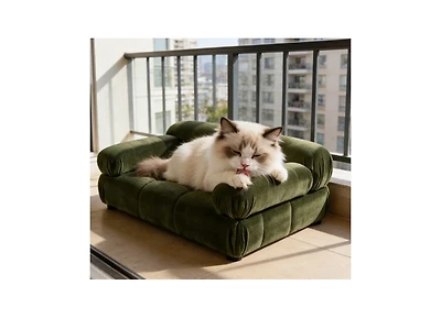 Zeus and Ruta Modern Upholstered Marcel Pet Bed For Small To Medium Dogs Cats