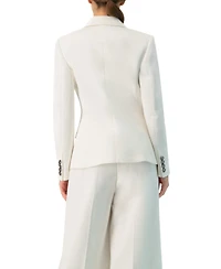 Ivonne Women's Double-Breasted Blazer with Flap Pockets