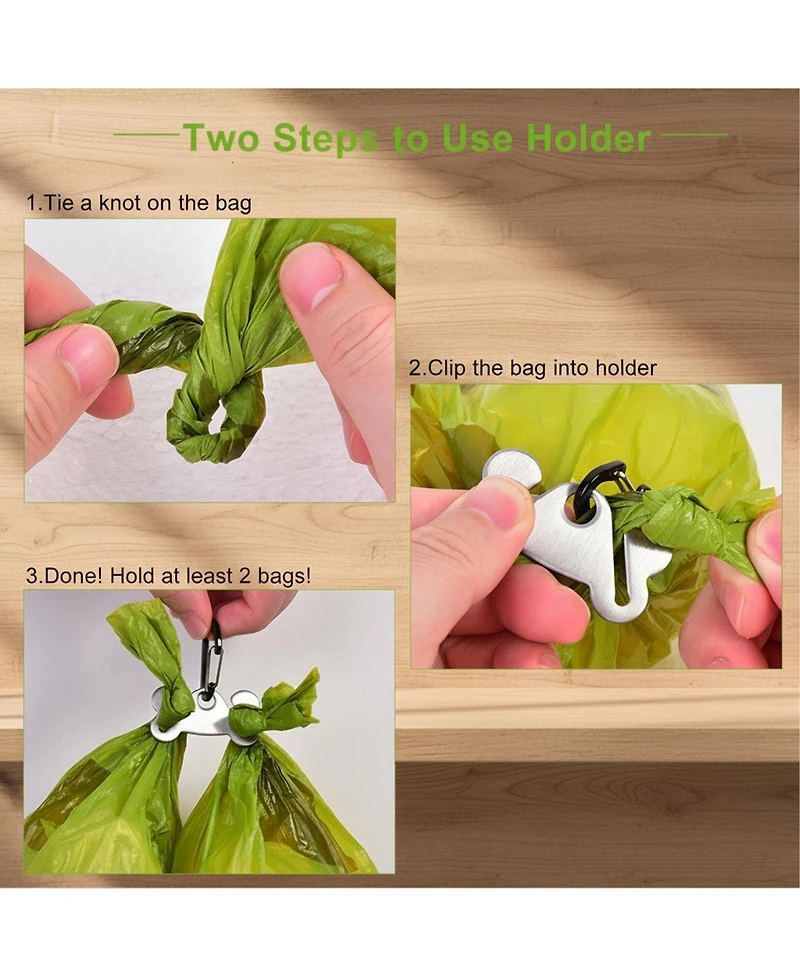 Aronkl 2pcs Dog Poop Bag Holder Hand Free Metal Waste Carrier for Leash Walking