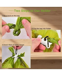 Aronkl 2pcs Dog Poop Bag Holder Hand Free Metal Waste Carrier for Leash Walking