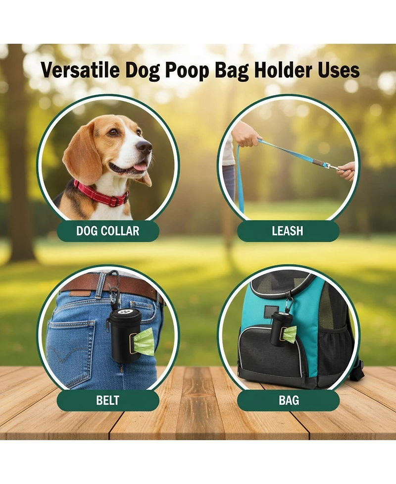 Aronkl Dog Poop Bag Holder For Leash Nylon Oxford Dispenser With Carabiner Clip