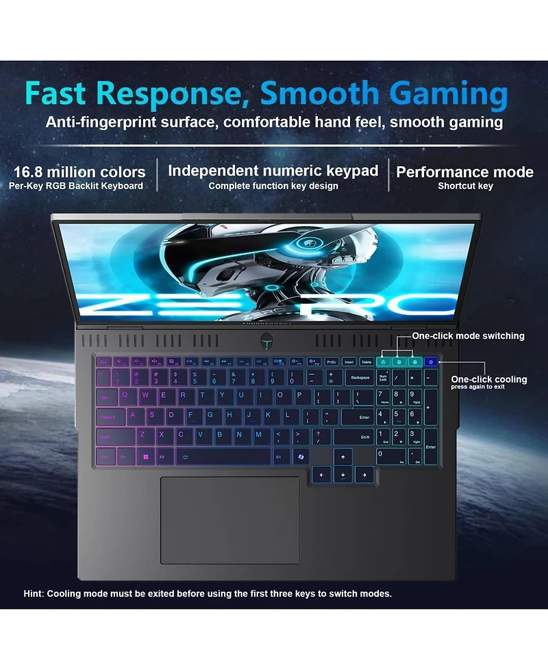 Thunderobot Zero 16 Traditional Laptop Intel Core Ultra 9 ,32GB Ram Nvidia GeForce Rtx 5080 2TB Ssd Storage Windows 11 Home 360Hz