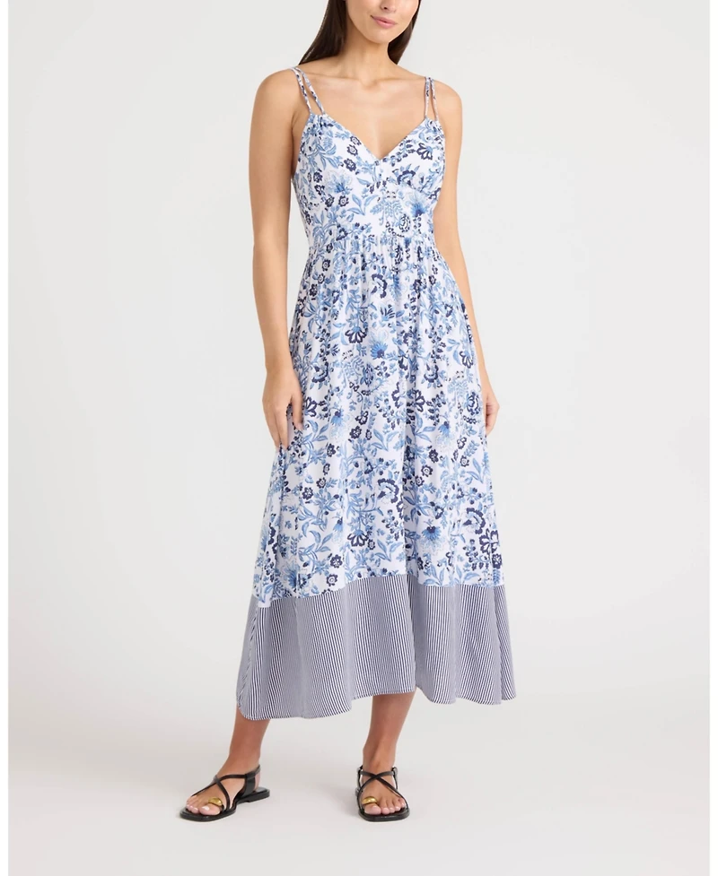 Ellen Tracy Women's Sleeveless V-Neck Plunge Maxi Dress