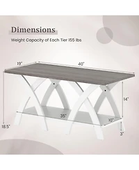 Slickblue Coffee Table with X Legs Farmhouse Storage Shelf