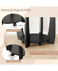 Slickblue Round Glass Coffee Table 2 Tier with Storage Shelf