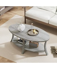 Slickblue Oval Coffee Table 2 Tier Storage Shelf