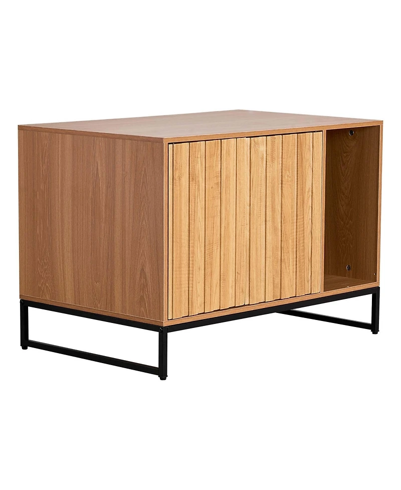 Aostirmotor 31.5" Hidden Cat Litter Box Enclosure Furniture with Scratch Pad and Storage, Waterproof End Table, Fits Most Litter Boxes