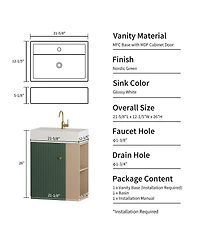 Sillysis Bathroom Vanity with Sink, Modern Wood Cabinet, Soft Close Door and Open Storage, Small Space Organizer