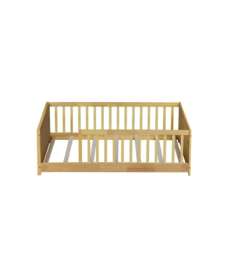 Clihome Twin size Floor Platform Bed with Built-in Book Rack