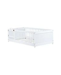 Clihome Twin Floor Bed with Built-in Book Rack and Door