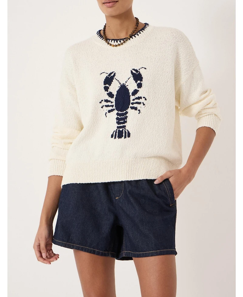 Hush Women's Hallie Crew Neck Lobster Graphic Sweater